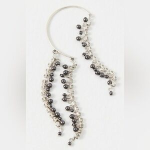 NWT Free People Ear Party Judy Pearl Ear Chain Cuff Silver